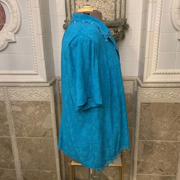 K Woman. Sz 16W. Rayon 2 piece Set w/ Crochet Lace Edging. Short Sleeve. B57 - Picture 5 of 7